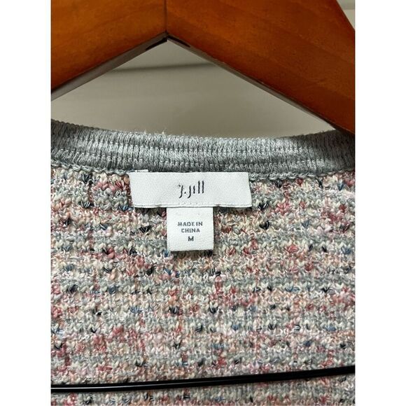 J. Jill Pink & Gray Tweed Look Cardigan Sweater sz M - Picture 5 of 8